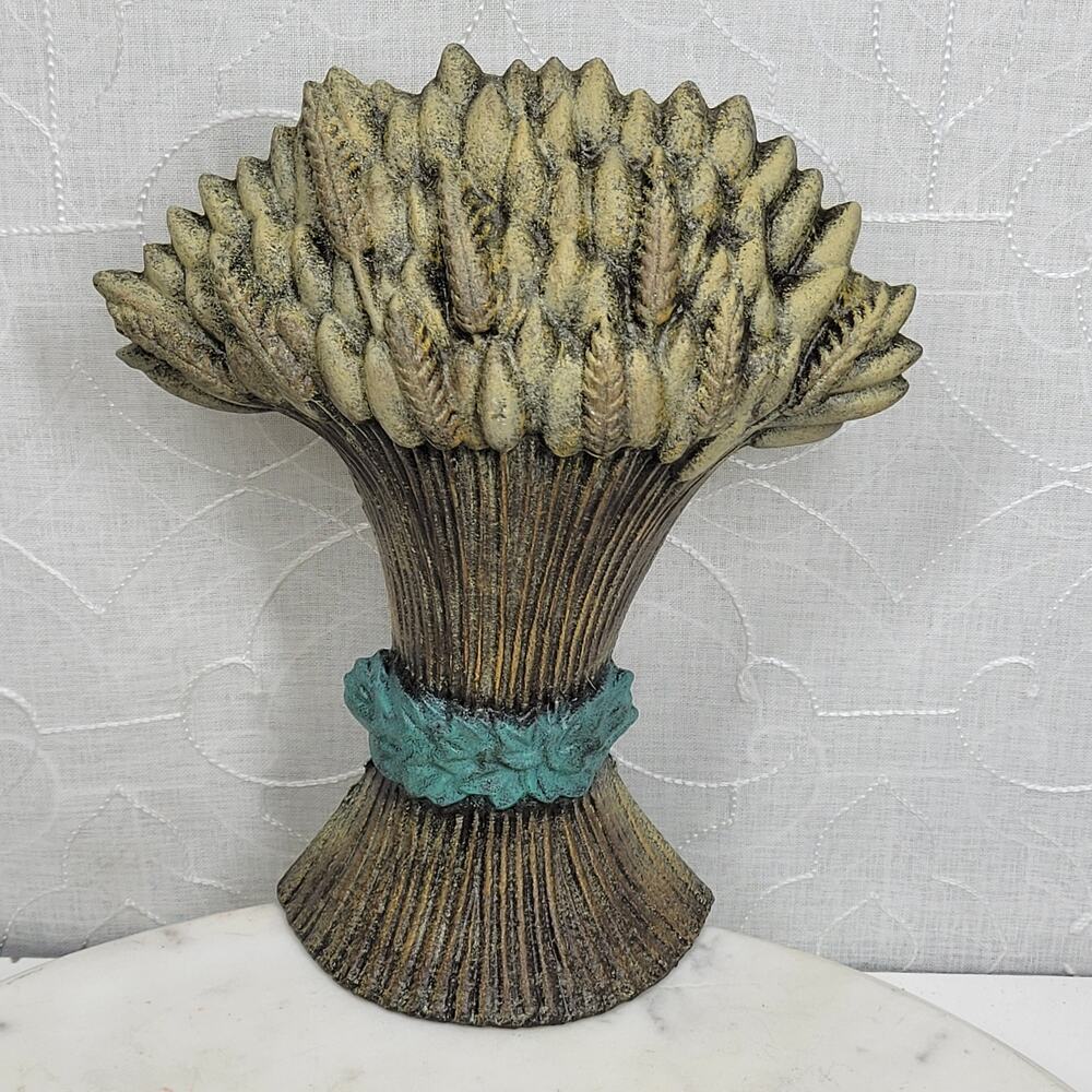 VTG Lillian Vernon Sheaf Wheat Door Stop Porter Cast Brass Country Harvest 1992
